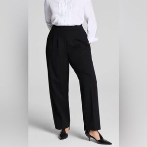 SPANX Ponte Pleated Barrel Leg Trouser with Tuxedo Stripe - Small Tall